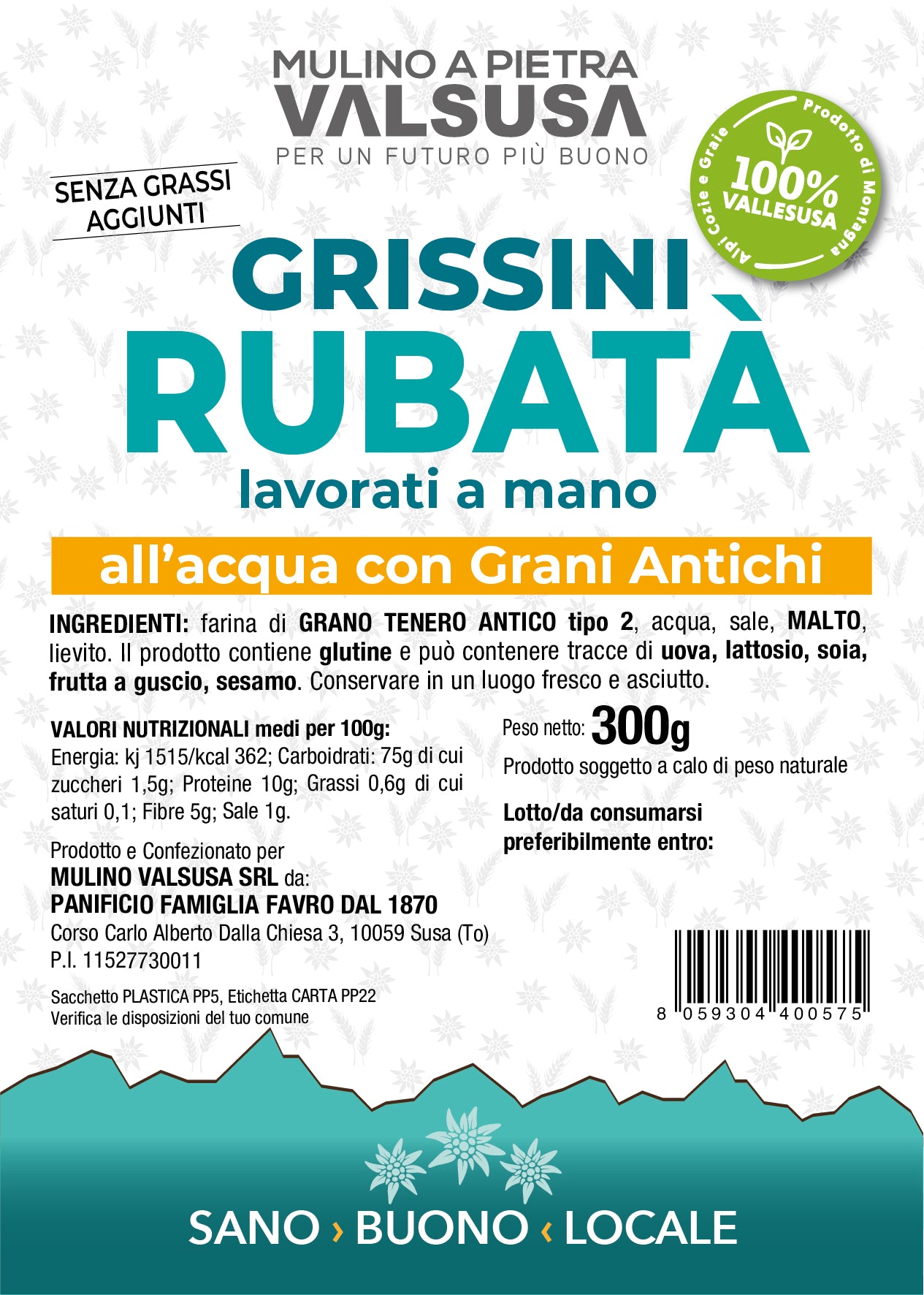 Grissini RUBATÀ lavorati a mano, all’acqua con Grani Antichi