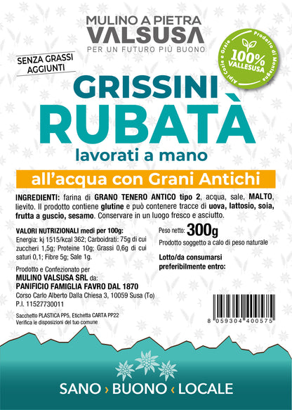 Grissini RUBATÀ lavorati a mano, all’acqua con Grani Antichi